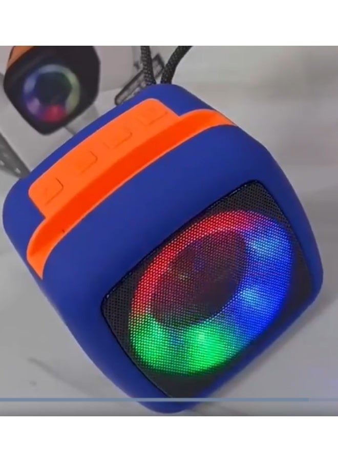 ميوزك مكبر صوت بلوتوث محمول مع إضاءة LED، يدعم USB وبطاقة Micro SD - أزرق/برتقالي - Image 5