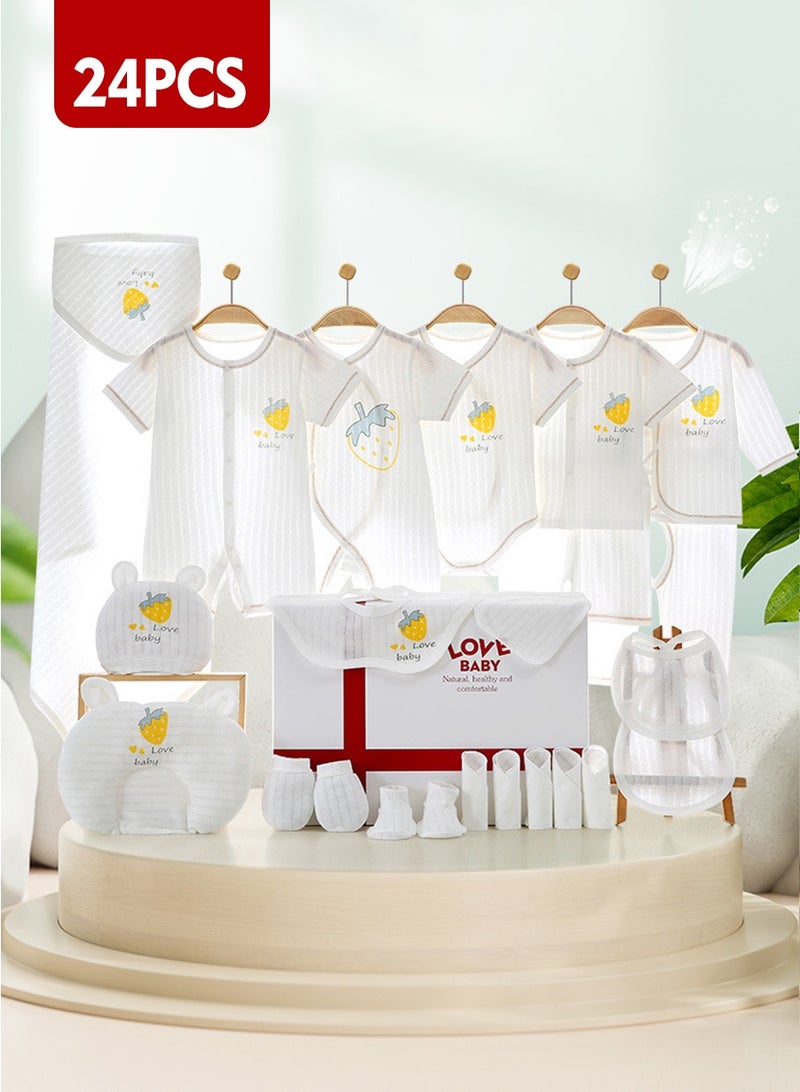 Love Baby 24pcs Newborn Gift Set, Baby Boy & Girl Gift Ensemble, Essential Baby Clothing & Accessories with Box. Made from high-quality cotton, perfect for summer (for babies 0-6 months). - Image 1