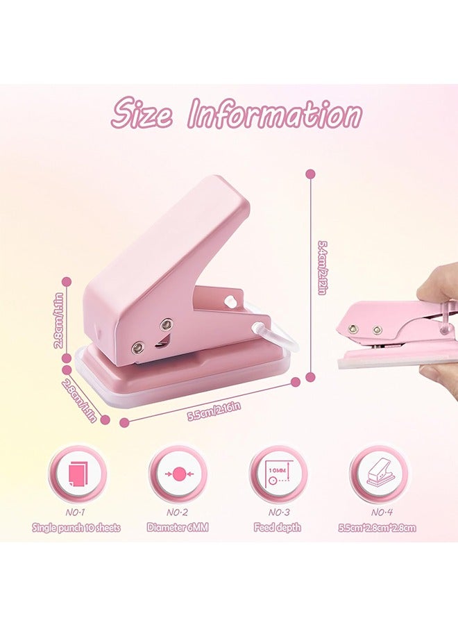 Ant 2Pcs Single Hole Punch, Mini Single Hole Punch with 10Pcs Binder Rings, 6mm 1/4 Inch Portable Circle Holes 10 Sheet Puncher for Paper Crafts Booklets DIY Greeting Cards Index Cards - Image 2