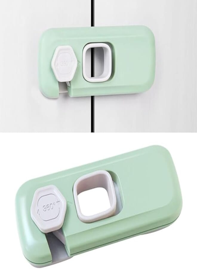 ECVV Child Proof Refrigerator Lock Child Safety Lock Baby Safety Freezer Door Lock Anti Pinch Drawer Lock for Fridges, Cabinets, Drawers, Doors and More (Green)