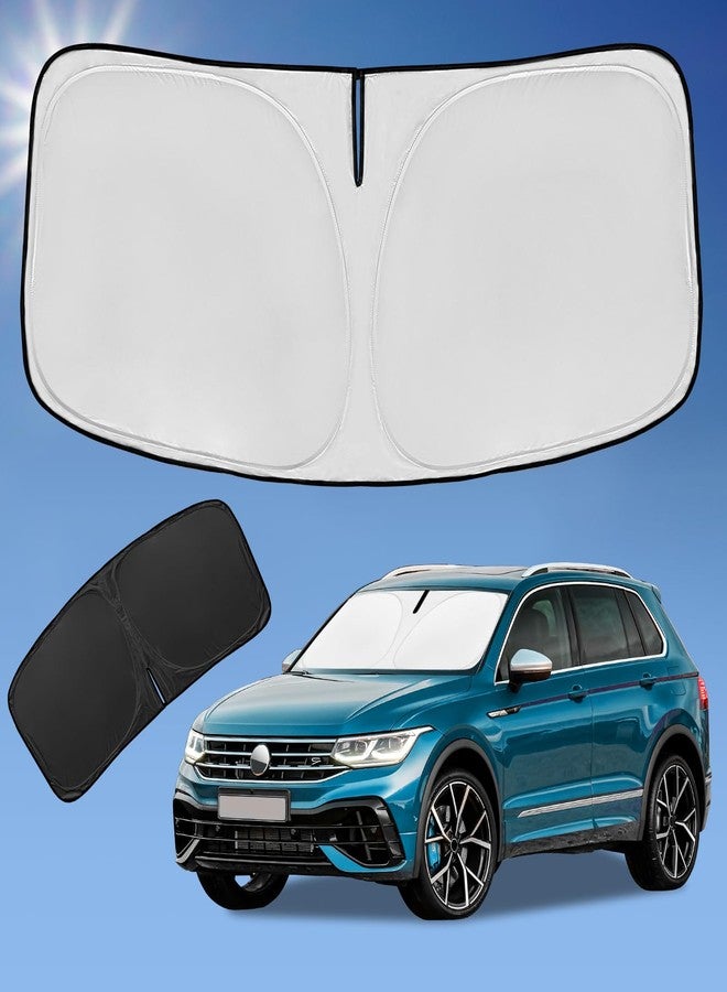 ZOIBV Sun Shade Sunshade for Volkswagen Tiguan Windshield Cover, 4-Layer Front Window Shade Custom fit Tiguan 2018-2023 Sun Visor 240T Retractable Shade Blocks UV Rays Cooler Car Accessories - Image 1