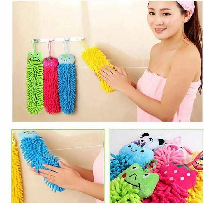 KICKZU 4Pcs Kitchen Hand Towels, Kitchen Napkins, Bathroom Towel Set, Cute Animal Dish Cloths Microfiber Cleaning Cloth Absorbent Washcloth with Hanging Loop for Kitchen and Bathroom - Image 3