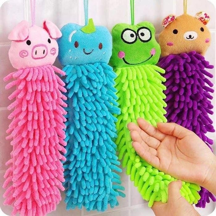 KICKZU 4Pcs Kitchen Hand Towels, Kitchen Napkins, Bathroom Towel Set, Cute Animal Dish Cloths Microfiber Cleaning Cloth Absorbent Washcloth with Hanging Loop for Kitchen and Bathroom - Image 5