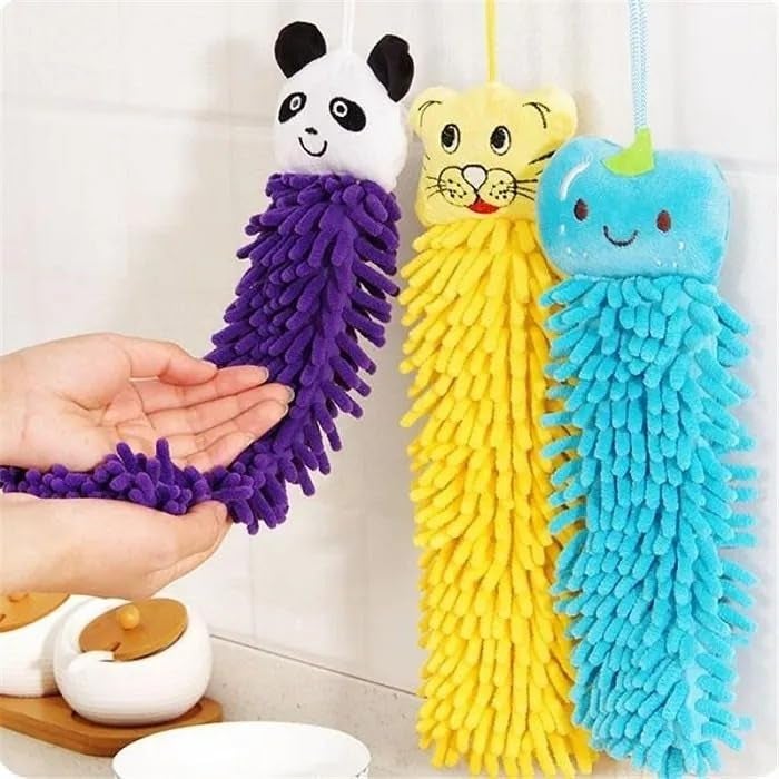 KICKZU 4Pcs Kitchen Hand Towels, Kitchen Napkins, Bathroom Towel Set, Cute Animal Dish Cloths Microfiber Cleaning Cloth Absorbent Washcloth with Hanging Loop for Kitchen and Bathroom - Image 2