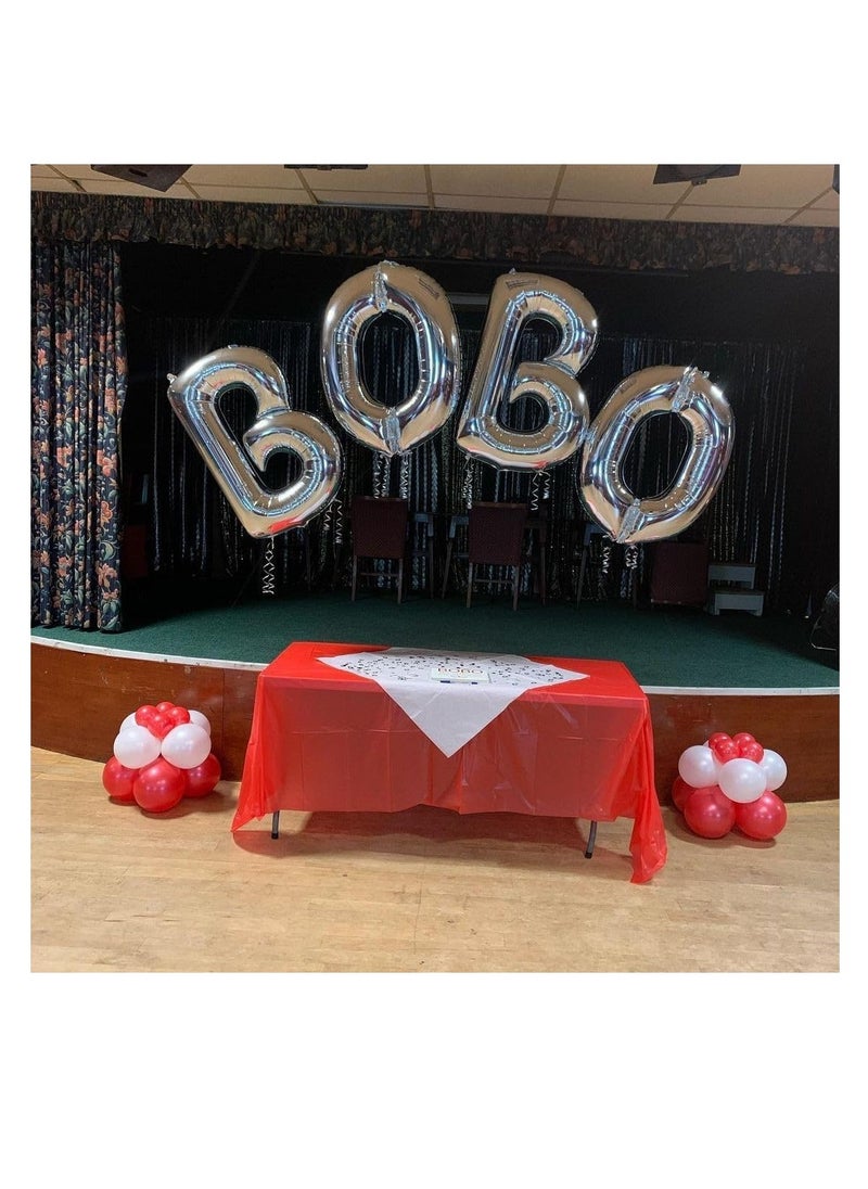 بارتي ويذ إيما الحروف الفضية من الألف إلى الياء بالونات 32 بوصة بالونات الأبجدية الكبيرة الفضة رقائق الهيليوم رسالة بالون لحفل عيد ميلاد الذكرى السنوية زفاف الزفاف (فضي-H) - Image 3