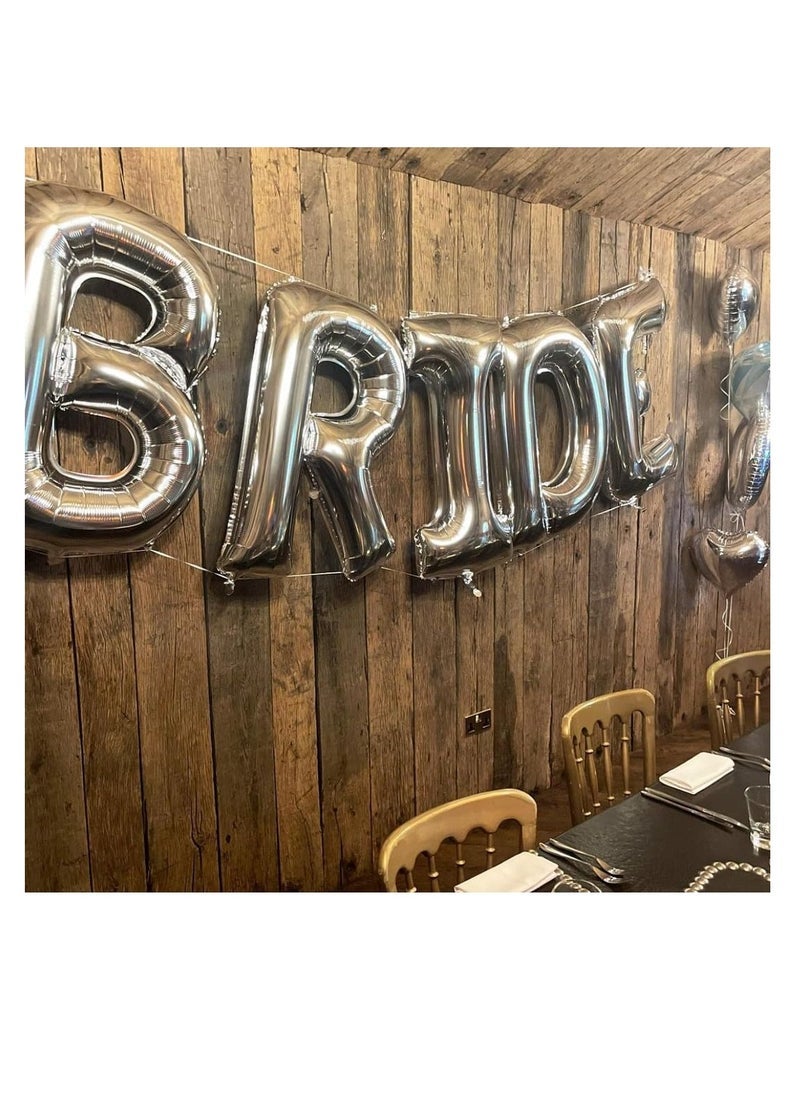 بارتي ويذ إيما الحروف الفضية من الألف إلى الياء بالونات 32 بوصة بالونات الأبجدية الكبيرة الفضة رقائق الهيليوم رسالة بالون لحفل عيد ميلاد الذكرى السنوية زفاف الزفاف (فضي-H) - Image 2