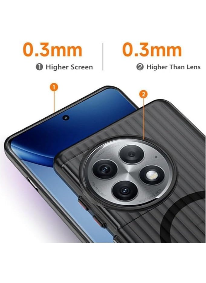 Compatible with OnePlus 12 Case Ultra Thin Corrugated Texture ICE Frosted Mag-Safe Shell for OnePlus 12 Translucent Magnetic Suction Wireless Charging Phone Cover