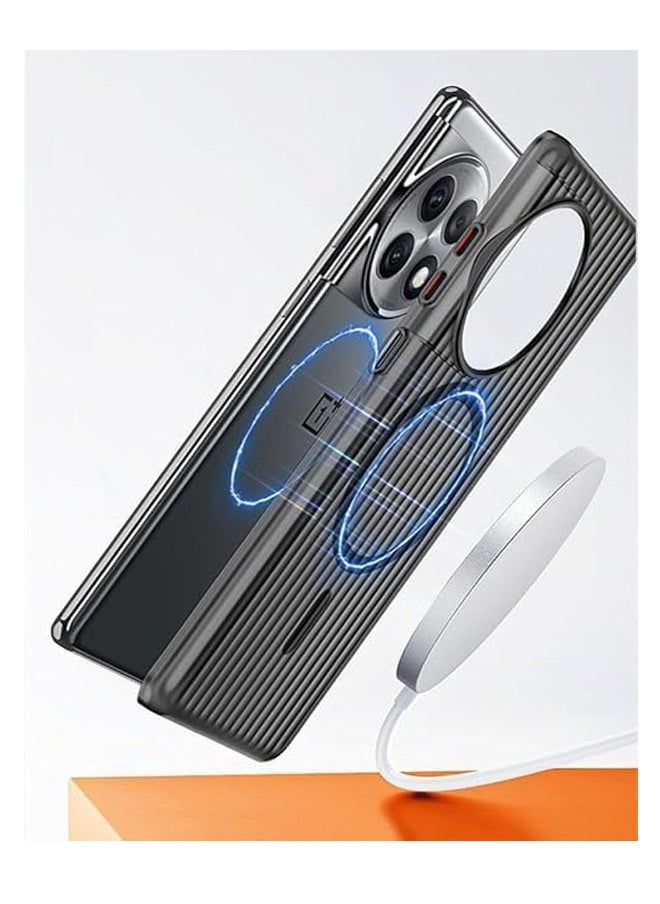 Compatible with OnePlus 12 Case Ultra Thin Corrugated Texture ICE Frosted Mag-Safe Shell for OnePlus 12 Translucent Magnetic Suction Wireless Charging Phone Cover