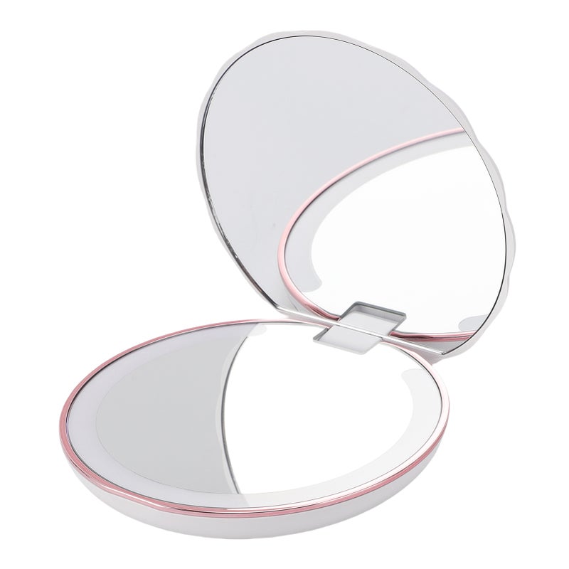 LED Compact Travel Makeup Mirror Portable Foldable Touch Dimmable Double Sided 1x 2x Magnifying Pocket Mirror for Handbag Purse - Image 2