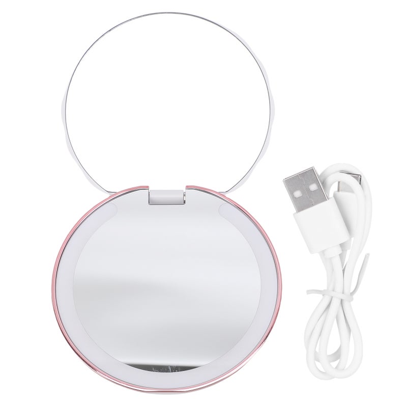 LED Compact Travel Makeup Mirror Portable Foldable Touch Dimmable Double Sided 1x 2x Magnifying Pocket Mirror for Handbag Purse - Image 1