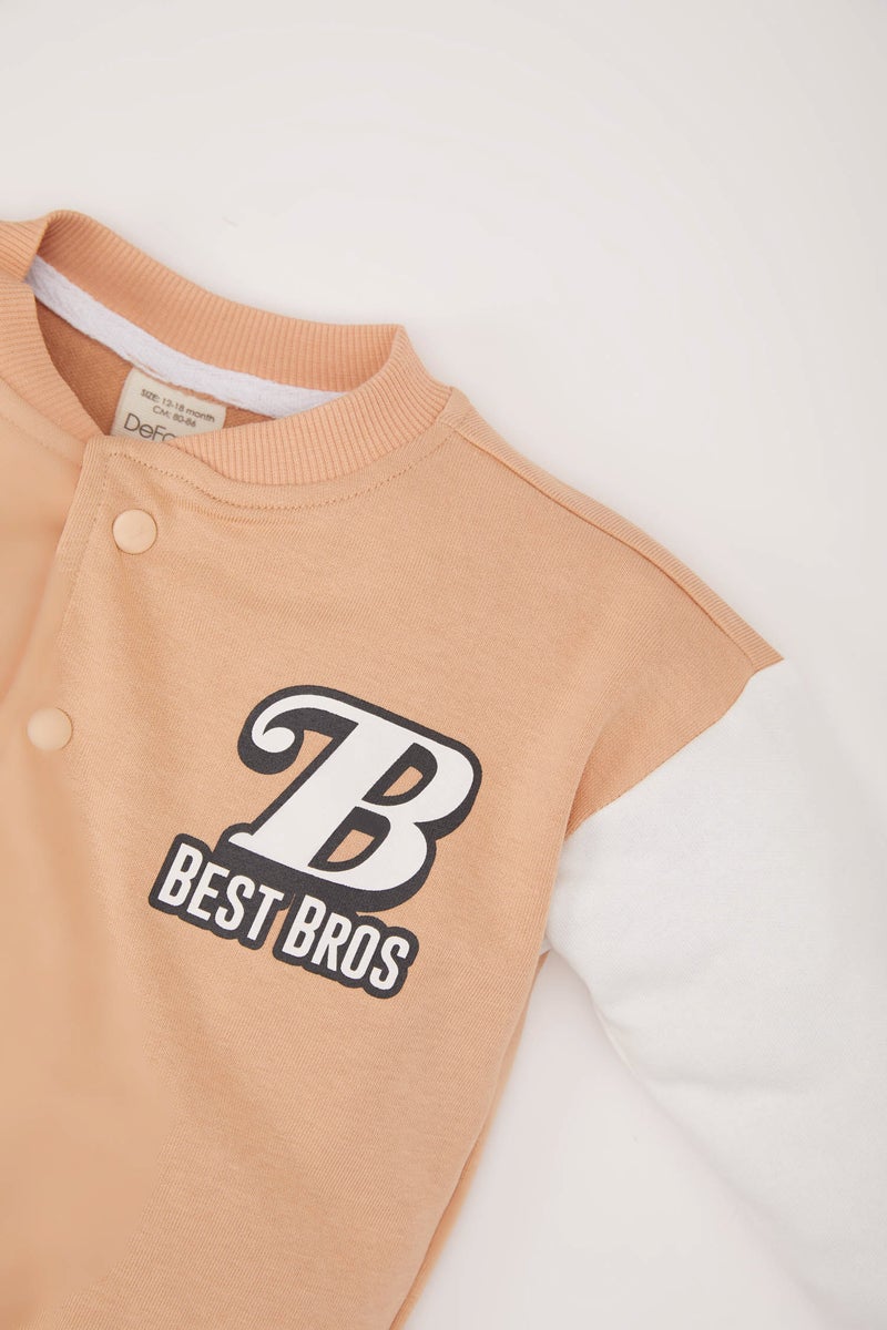 DeFacto Baby Boy College Collar Printed Snap Closure Bomber Jacket  - Image 4