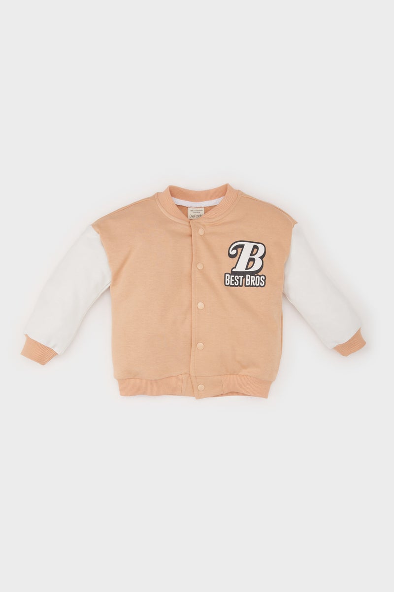 DeFacto Baby Boy College Collar Printed Snap Closure Bomber Jacket  - Image 1