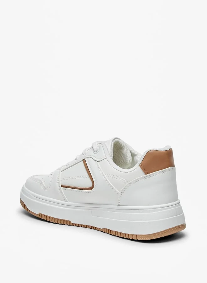 Flora Bella By Shoexpress Panelled Sneakers with Lace-Up Closure
