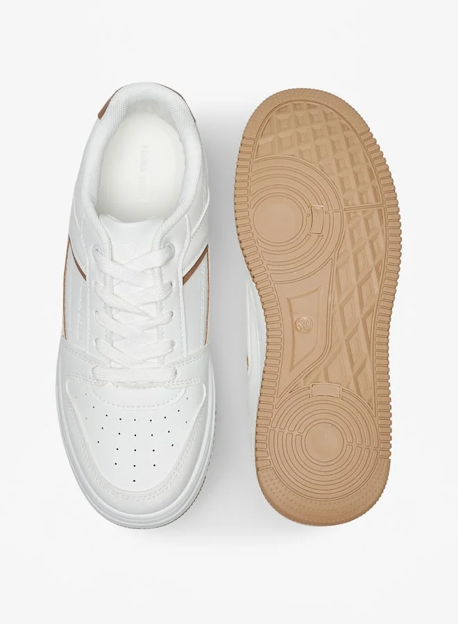 Flora Bella By Shoexpress Panelled Sneakers with Lace-Up Closure