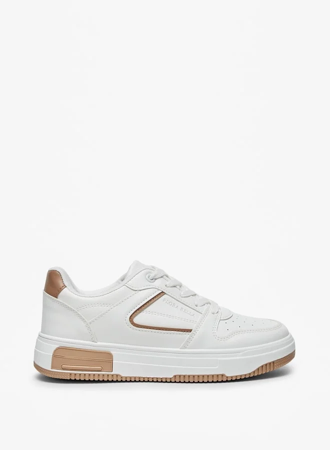 Flora Bella By Shoexpress Panelled Sneakers with Lace-Up Closure