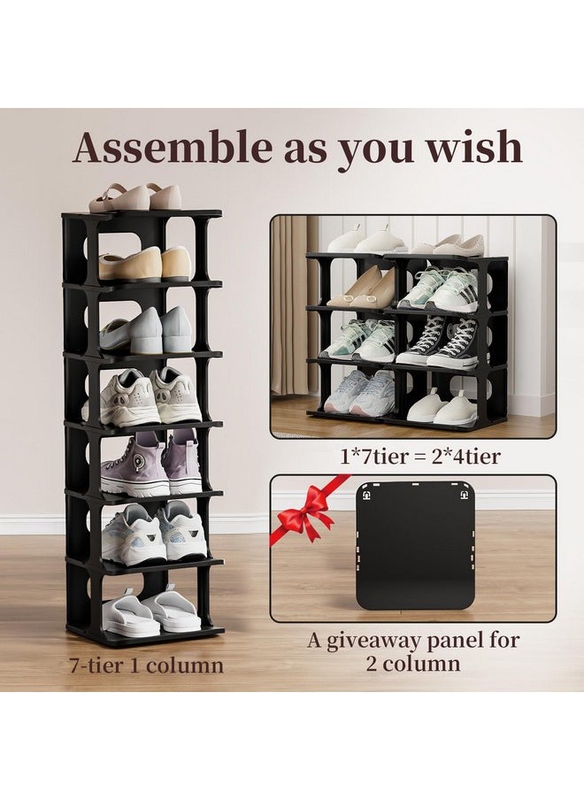 Haixin HAIXIN Vertical Narrow Tall Shoe Rack for Front Door Entrance, 7-Tier Sturdy Stackable Shoe Rack Organizer for Closet Entryway, Corner Shoe Storage Shelf Shoe Cubby  - Image 2