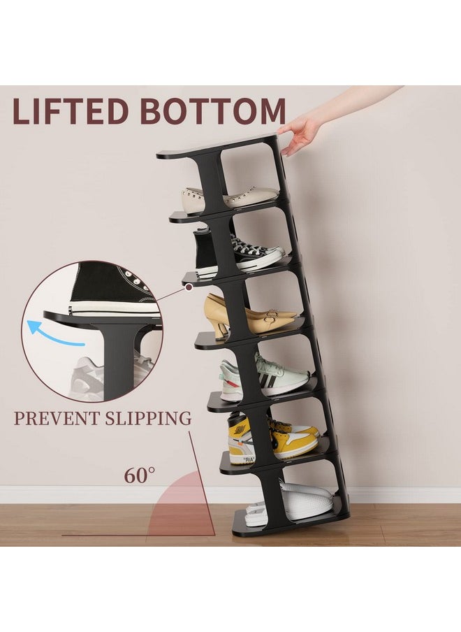 Haixin HAIXIN Vertical Narrow Tall Shoe Rack for Front Door Entrance, 7-Tier Sturdy Stackable Shoe Rack Organizer for Closet Entryway, Corner Shoe Storage Shelf Shoe Cubby  - Image 4
