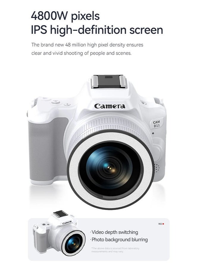 Generic D11 Swivel Lens Digital Camera: 48MP HD Vlogging DSLR, 2-inch IPS, 16X Zoom & Auto Focus | Dual Selfie Cam, 128GB Card Included, Portable Travel Photography（White） - Image 2