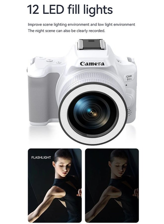 Generic D11 Swivel Lens Digital Camera: 48MP HD Vlogging DSLR, 2-inch IPS, 16X Zoom & Auto Focus | Dual Selfie Cam, 128GB Card Included, Portable Travel Photography（White） - Image 5