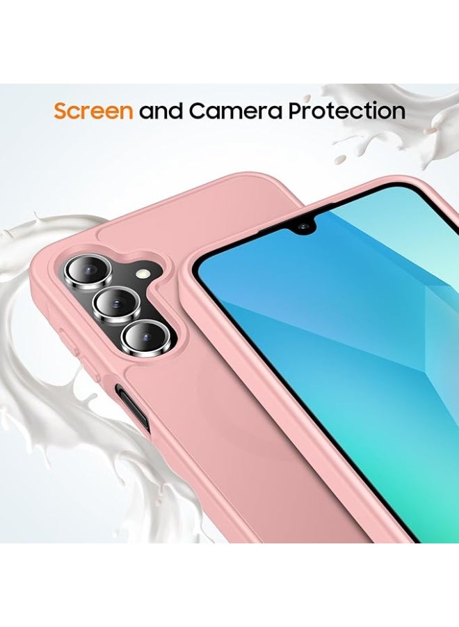 Designed for Magnetic Samsung Galaxy A25 Case,[Compatible with MagSafe] [Military Grade Drop Protection] Slim Translucent Matte Shockproof with Anti-Fingerprint Phone Case (Pink) - Image 3