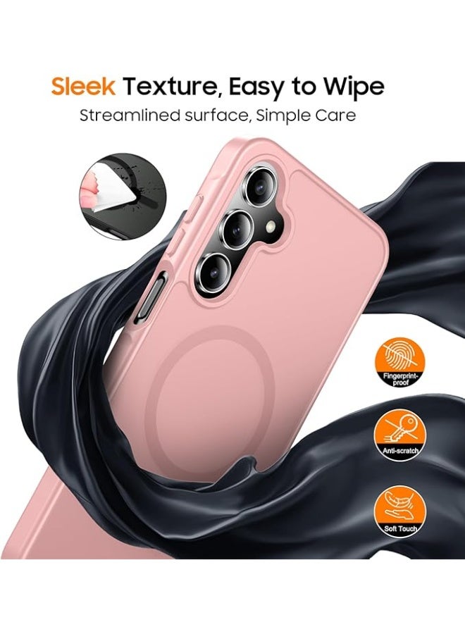 Designed for Magnetic Samsung Galaxy A25 Case,[Compatible with MagSafe] [Military Grade Drop Protection] Slim Translucent Matte Shockproof with Anti-Fingerprint Phone Case (Pink) - Image 2