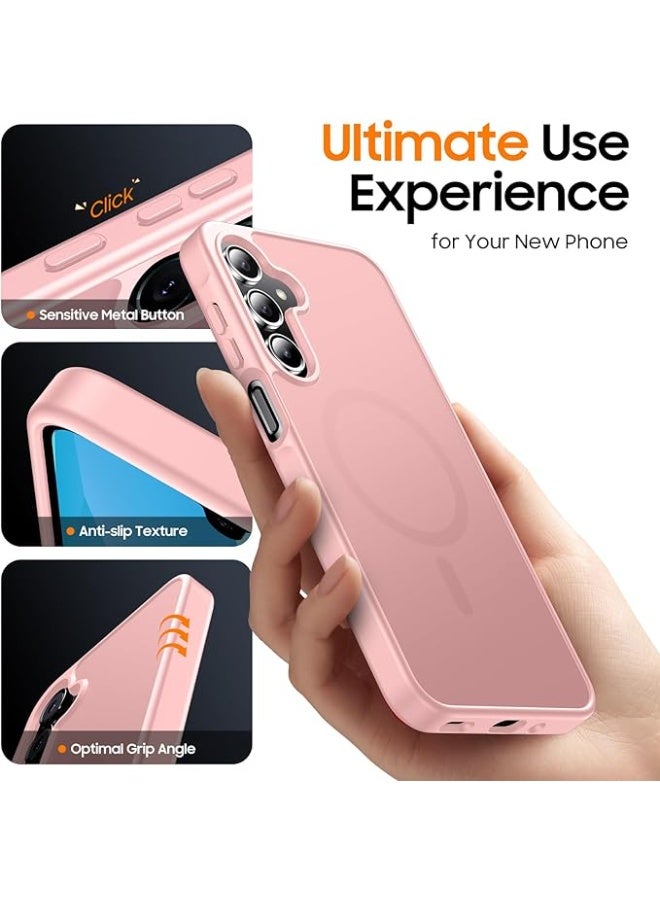 Designed for Magnetic Samsung Galaxy A25 Case,[Compatible with MagSafe] [Military Grade Drop Protection] Slim Translucent Matte Shockproof with Anti-Fingerprint Phone Case (Pink) - Image 5