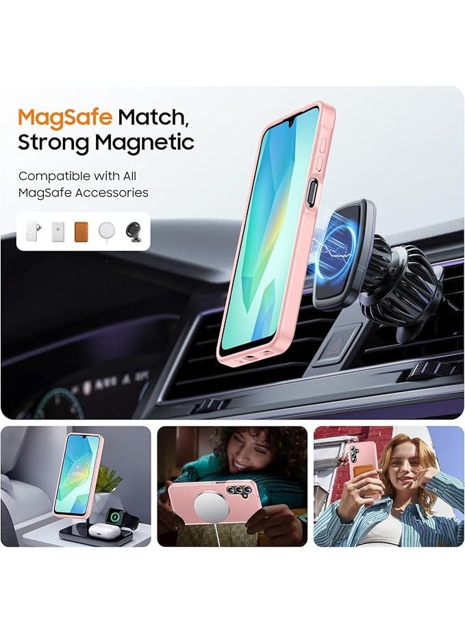 Designed for Magnetic Samsung Galaxy A25 Case,[Compatible with MagSafe] [Military Grade Drop Protection] Slim Translucent Matte Shockproof with Anti-Fingerprint Phone Case (Pink) - Image 4