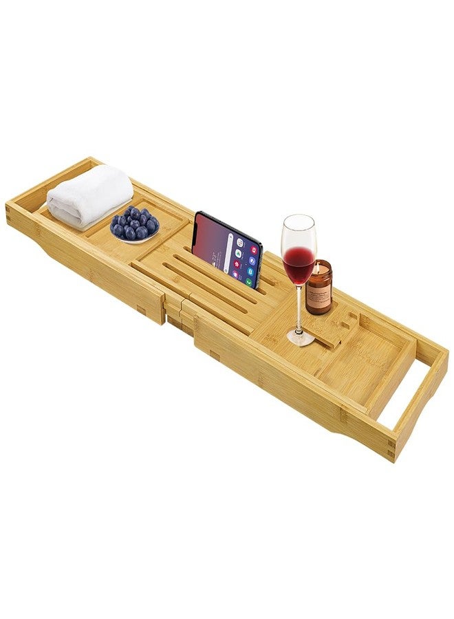 BFTOU Bamboo Bathtub Tray Expandable Bath Table Tray Bathtub Caddy for Relaxing SPA Bathroom Accessories for House Warming Shower - Image 1
