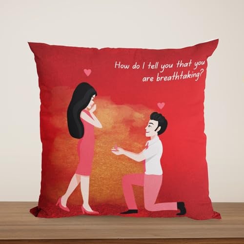 ascension Propose Day Printed Cushion Cover 12x12 inches with Filler Love Printed Cushion Gift for Boyfriend Girlfriend Valentine Day Gifts Love Theme Printed Cushion Gift for Love (Design 2) - Image 1