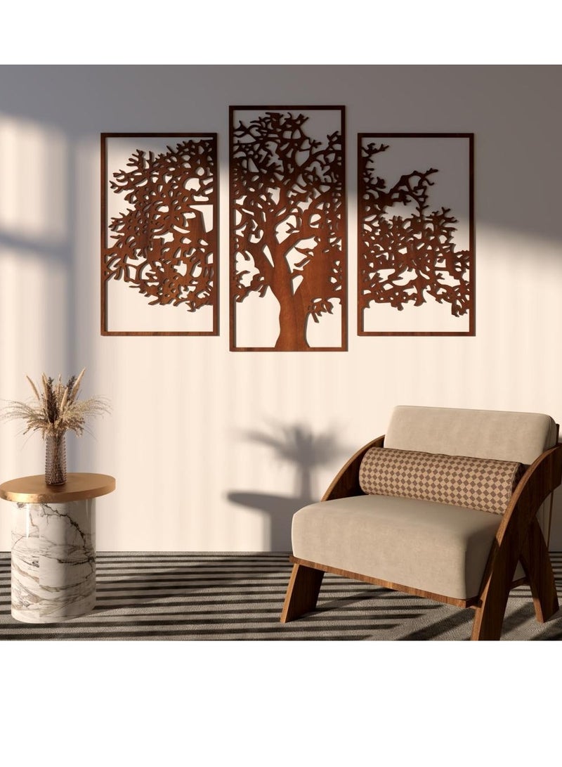 حكاية شمعة لوحة فنية جدارية ديكور - بتصميم مودرن بنقشة شجرة باللون البني المميز - Image 1