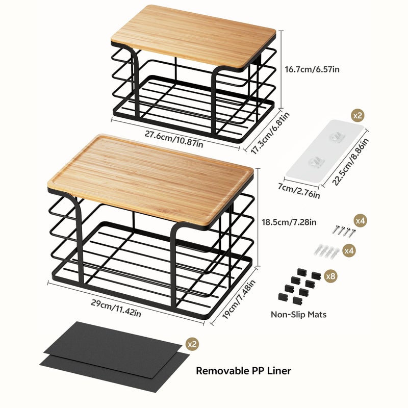 Stylstoreazy 2 Pack Potato and Onion Storage Bin,Stackable Pantry Organizers and Storage with PP Liner and Bamboo Top,Kitchen Storage Organization Counter Basket for Fruits,Produce,Vegetable, Black - Image 3