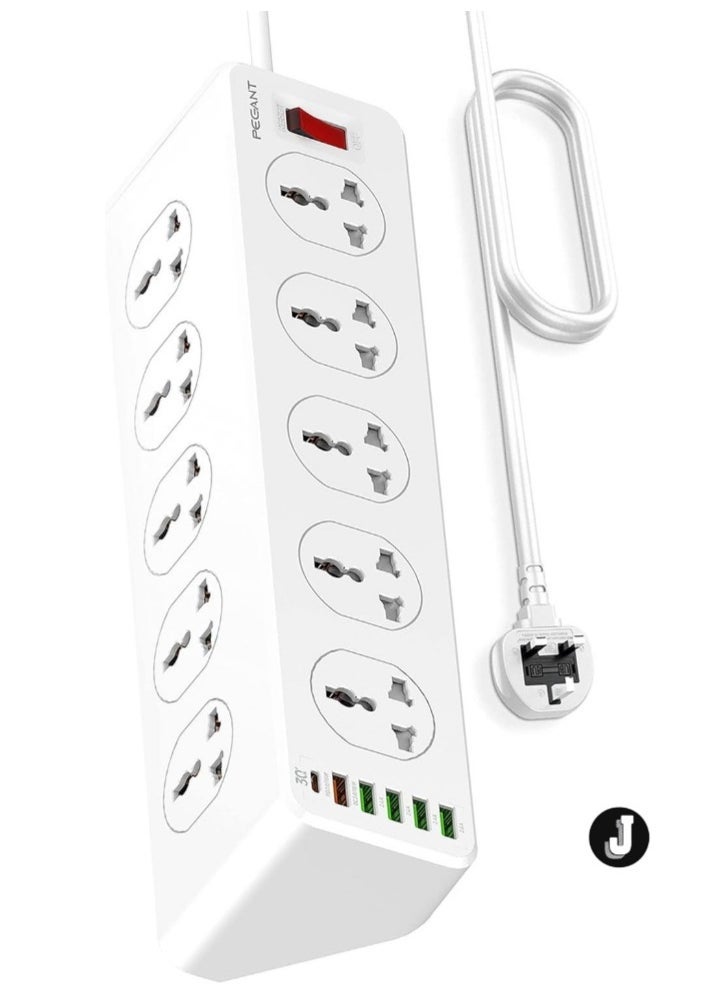 JAJEEK "NEW 10-Way Power Extension Cord Surge Protector Strip with USB-A & USB-C Ports" - Image 1