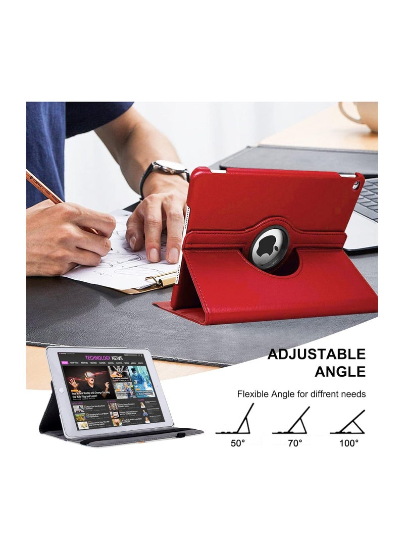 حافظة حماية دوارة لجهاز iPad 9.7 2018 2017 / iPad Air 2 - غطاء حماية بحامل يدور 360 درجة مع خاصية التنبيه التلقائي لجهاز iPad 9.7 بوصة (الجيل السادس، الجيل الخامس) iPad Air 2/ iPad Air 5/6 أحمر - Image 3