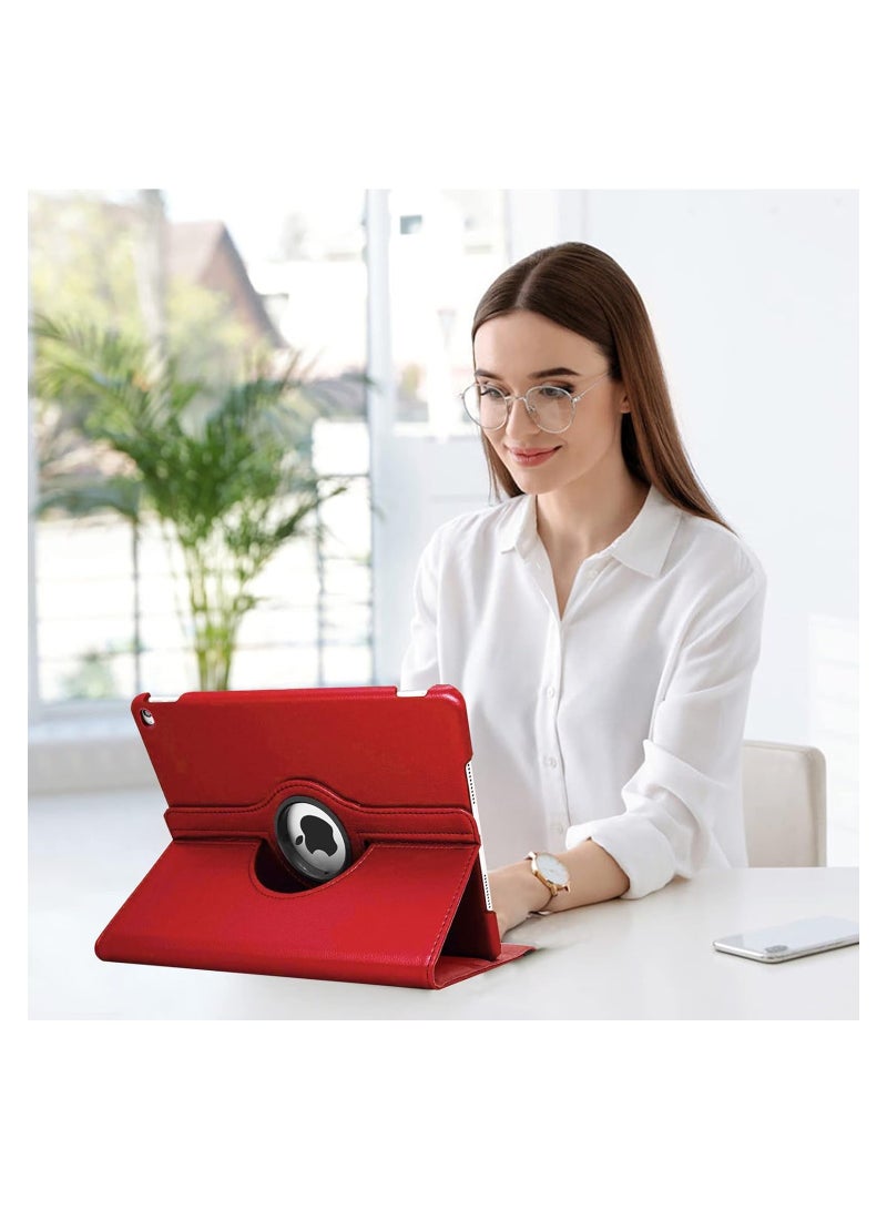 حافظة حماية دوارة لجهاز iPad 9.7 2018 2017 / iPad Air 2 - غطاء حماية بحامل يدور 360 درجة مع خاصية التنبيه التلقائي لجهاز iPad 9.7 بوصة (الجيل السادس، الجيل الخامس) iPad Air 2/ iPad Air 5/6 أحمر - Image 4