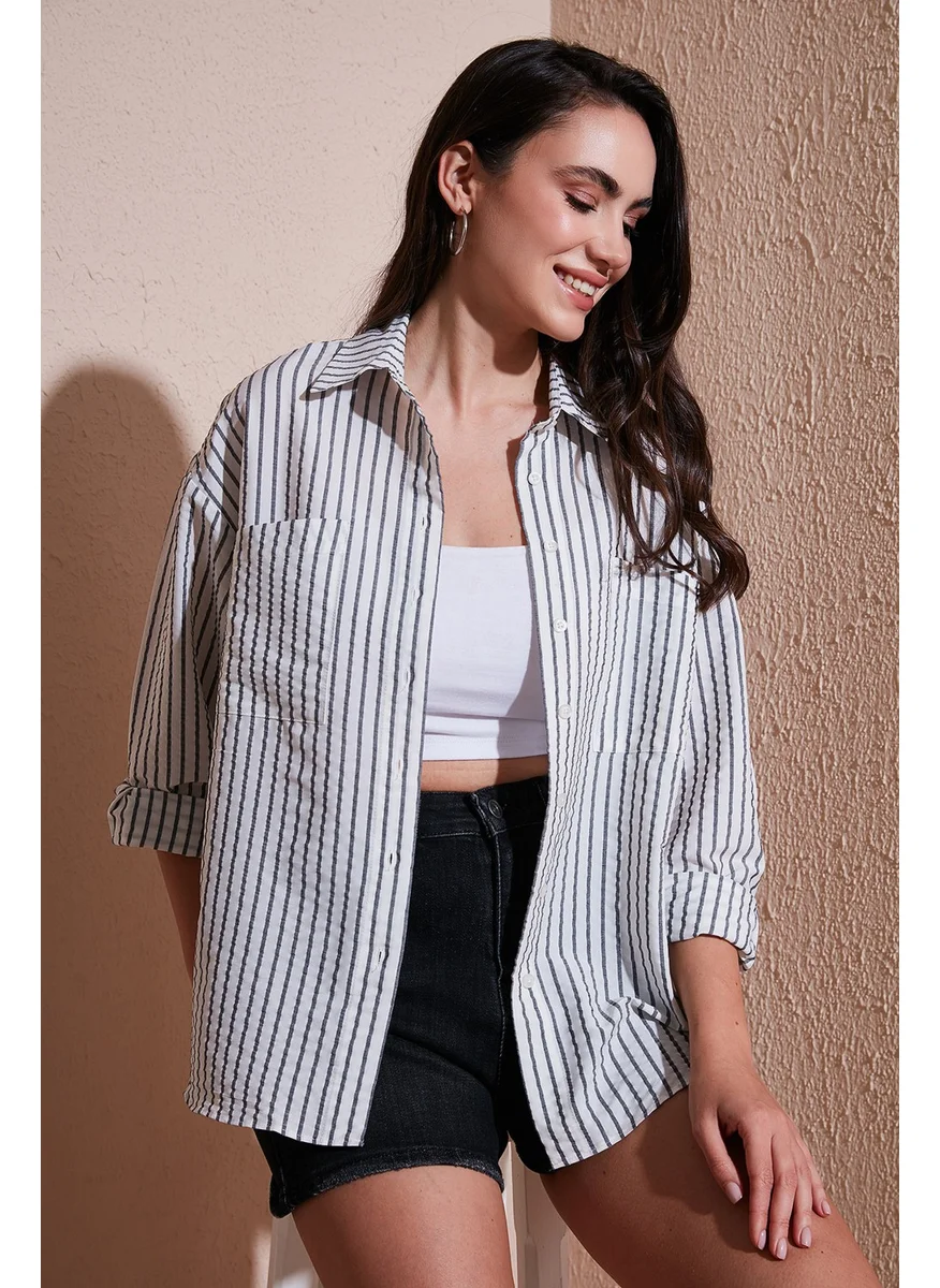 Lela Regular Fit Long Sleeve Striped Shirt Women's Shirt 6772875