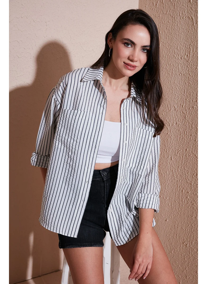 Lela Regular Fit Long Sleeve Striped Shirt Women's Shirt 6772875