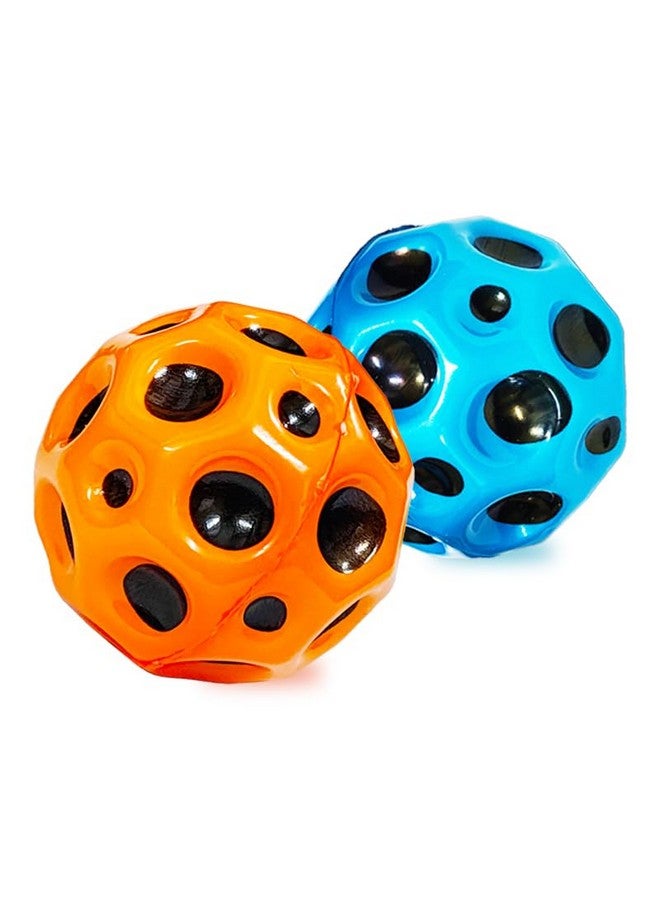 VGRASSP Super Bouncy Rubber Moon Ball Toy for Kids and Adults with Craters - High Bounce, Textured Grip, Perfect for Playtime Fun - Soft Foam Ball, Multicolor (Pack of 2) - Image 1