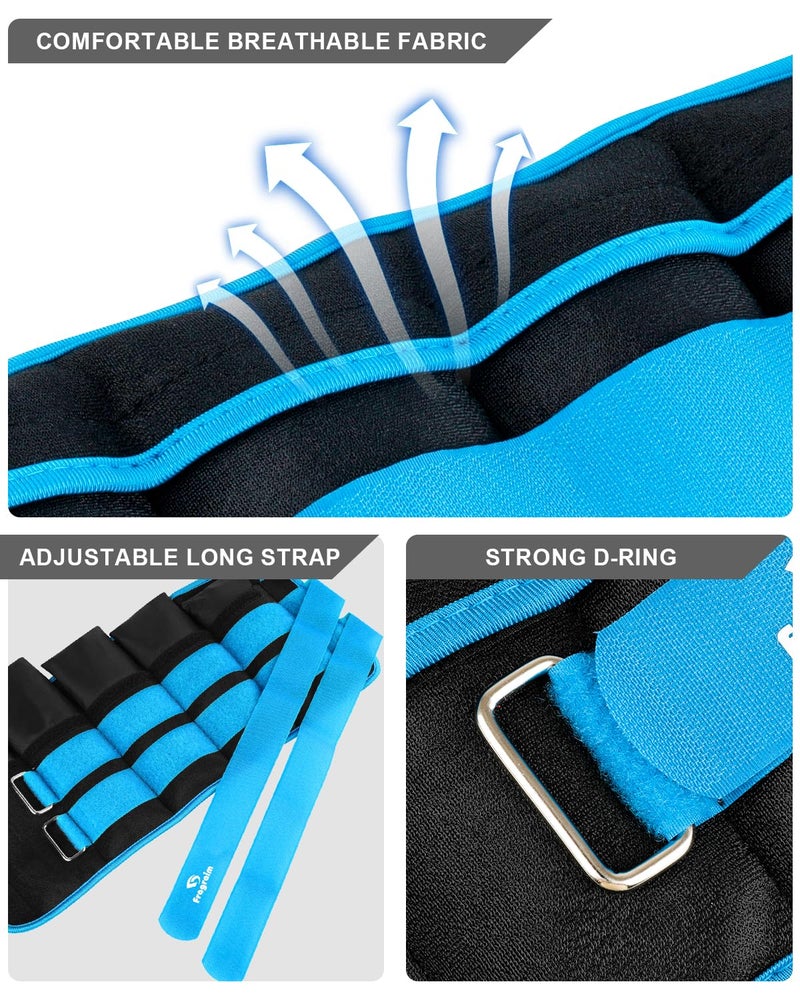 Fragraim Adjustable Ankle Weights 1-20 LBS Pair with Removable Weight for Jogging, Gymnastics, Aerobics, Physical Therapy, Resistance Training|Each 2-10 lbs, Total 20LBS, Sky Blue - Image 2