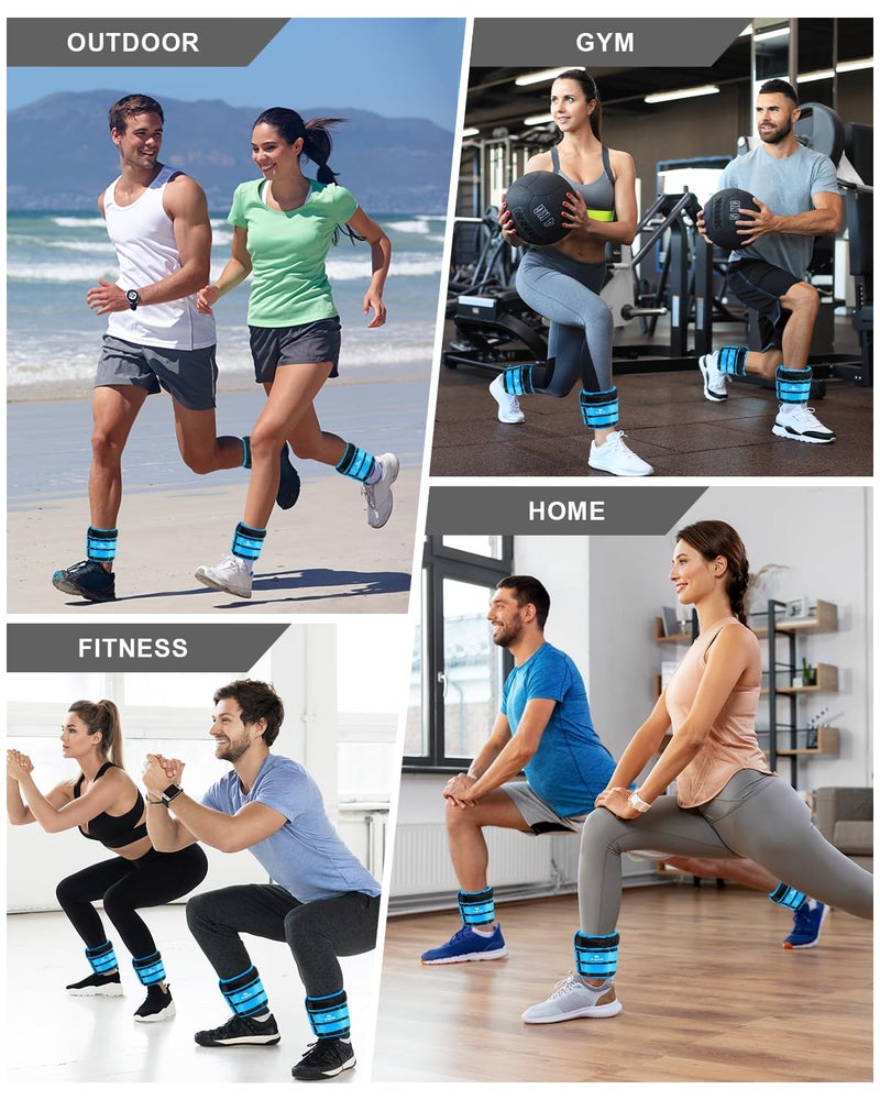 Fragraim Adjustable Ankle Weights 1-20 LBS Pair with Removable Weight for Jogging, Gymnastics, Aerobics, Physical Therapy, Resistance Training|Each 2-10 lbs, Total 20LBS, Sky Blue - Image 5