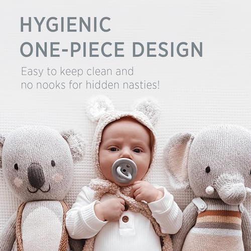 HEVEA Natural Rubber BumiBébé Pacifiers - Newborn 0+ Months - Round Teat Shape - Two-Pack - Rose & Sage - Image 5