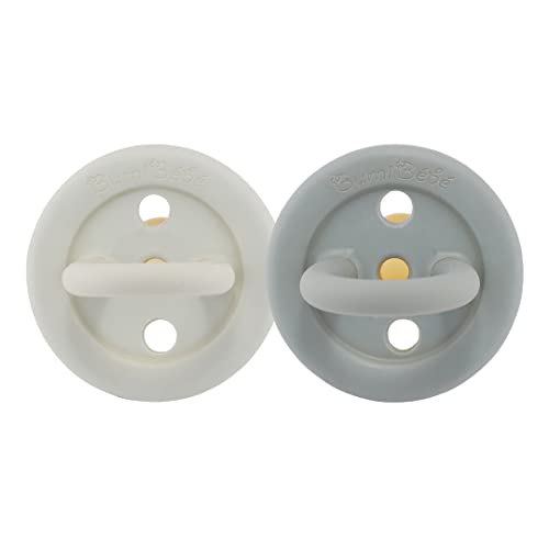 HEVEA Natural Rubber BumiBébé Pacifiers - Newborn 0+ Months - Round Teat Shape - Two-Pack - Rose & Sage - Image 2