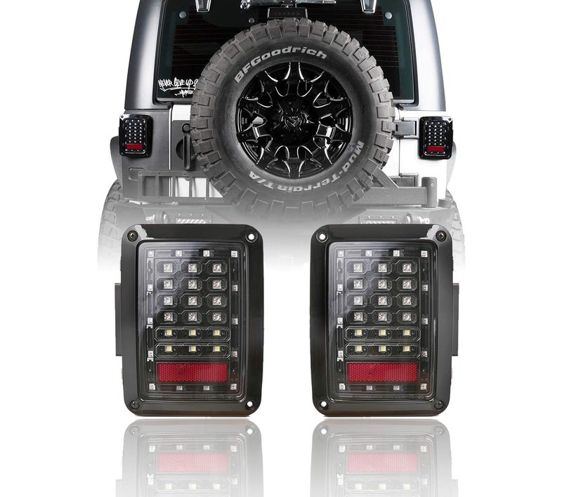 V8 GOD JK LED Tail Light Assembly w/Brake Light & Turn Signal Compatible with Jeep Wrangler JK JKU 2007-2018 - Image 1