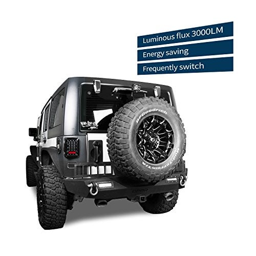 V8 GOD JK LED Tail Light Assembly w/Brake Light & Turn Signal Compatible with Jeep Wrangler JK JKU 2007-2018 - Image 3