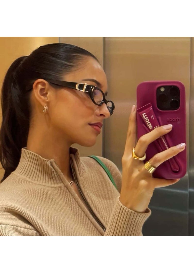 Rhode iPhone 14 Phone Case with Lip Gloss ,Silicone Shockproof and Scratch-Resistant Protective Case,Phone Rhode Case with Silicone Lipstick Holder,Applicable to iPhone 14-(Raspberry Jelly) - Image 2