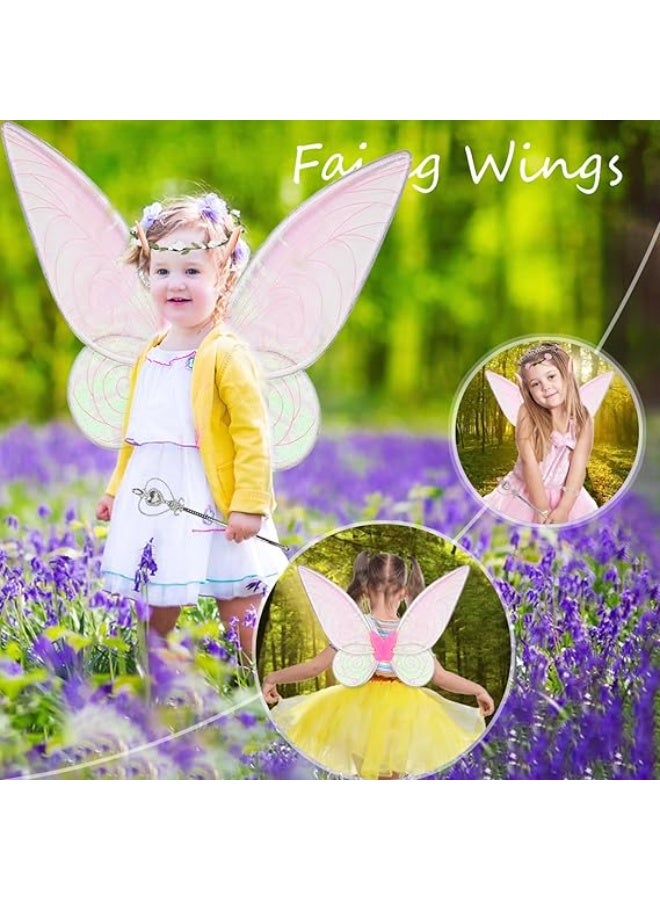 اليسا طقم أزياء جنية للبنات: أجنحة فراشات لامعة، آذان جنية، وتاج زهور، طقم ملابس ساحر للتنكر وحفلات أعياد الميلاد والهالوين - Image 4