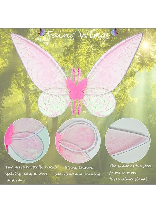 اليسا طقم أزياء جنية للبنات: أجنحة فراشات لامعة، آذان جنية، وتاج زهور، طقم ملابس ساحر للتنكر وحفلات أعياد الميلاد والهالوين - Image 2