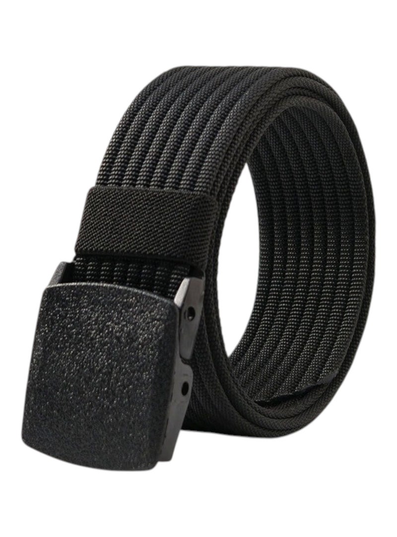 Nylon Woven Belt - Metal Free Plastic Buckle 3.8cm - 120cm - Black