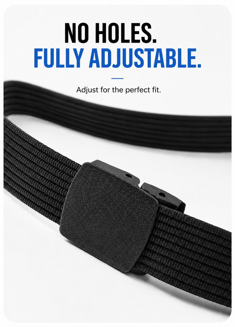 HASTE Nylon Woven Belt - Metal Free Plastic Buckle 3.8cm - 120cm - Black - Image 2