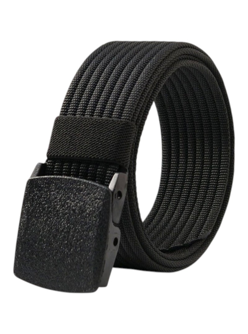 HASTE Nylon Woven Belt - Metal Free Plastic Buckle 3.8cm - 120cm - Black - Image 1