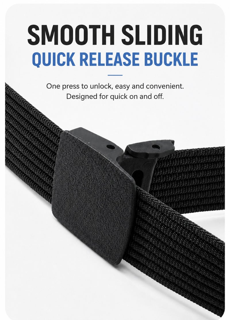 HASTE Nylon Woven Belt - Metal Free Plastic Buckle 3.8cm - 120cm - Black - Image 3
